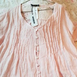 Empire cut pure linen blouse plus size